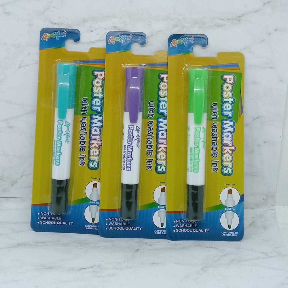 Liqui- Mark Washable Double Ended Poster Markers 3 Packs